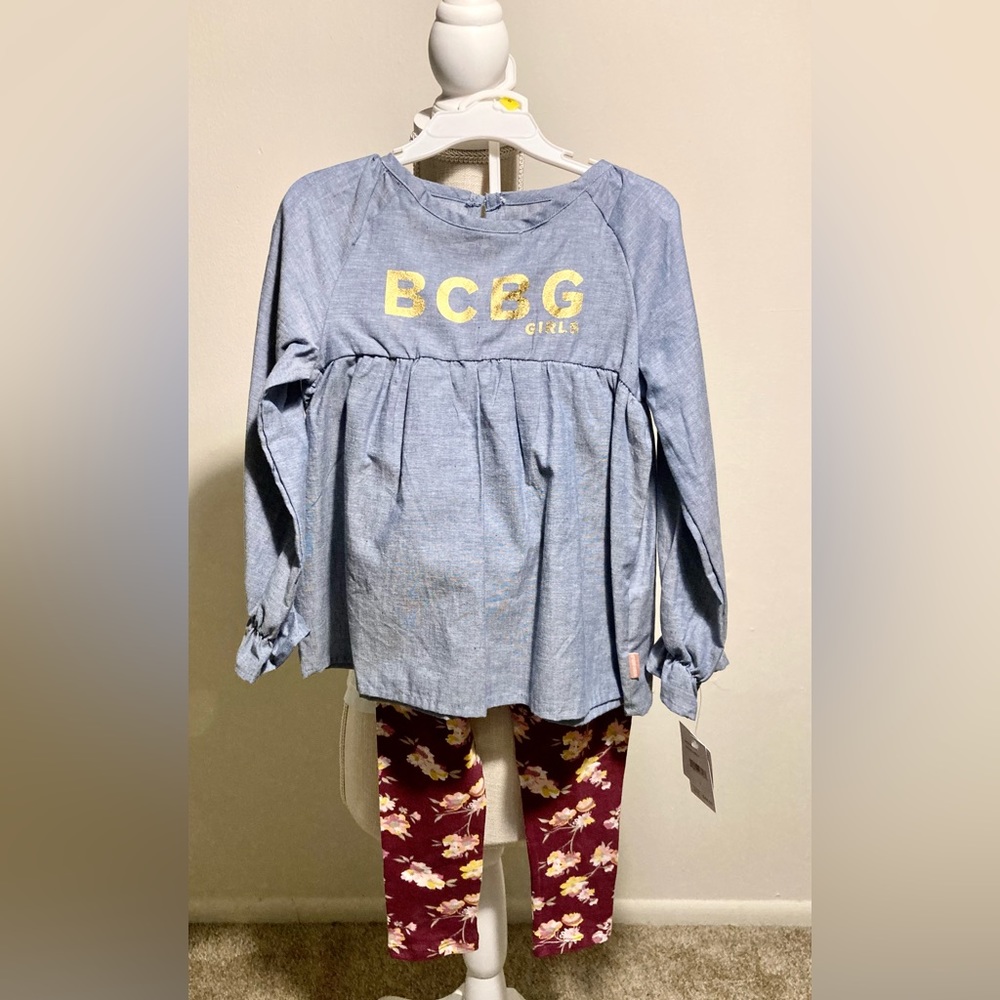 BCBG SIGNATURE BLOUSE AND TIGHTS SET SIZE 5 GIRLS